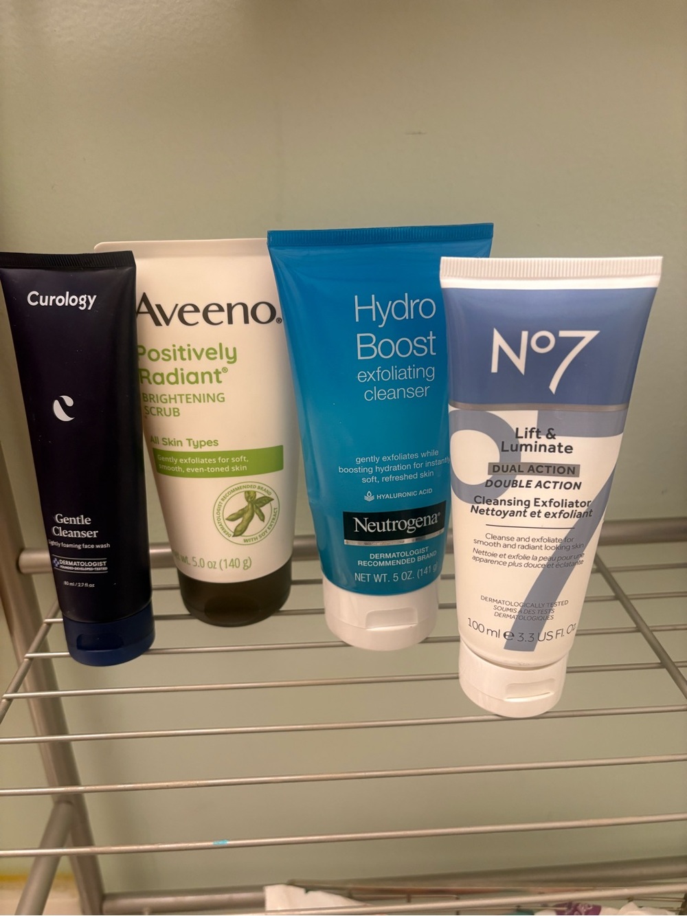 No7 Lift & Luminate Cleansing Exfoliator, curology, aveeno, nuetrogena x4 lot